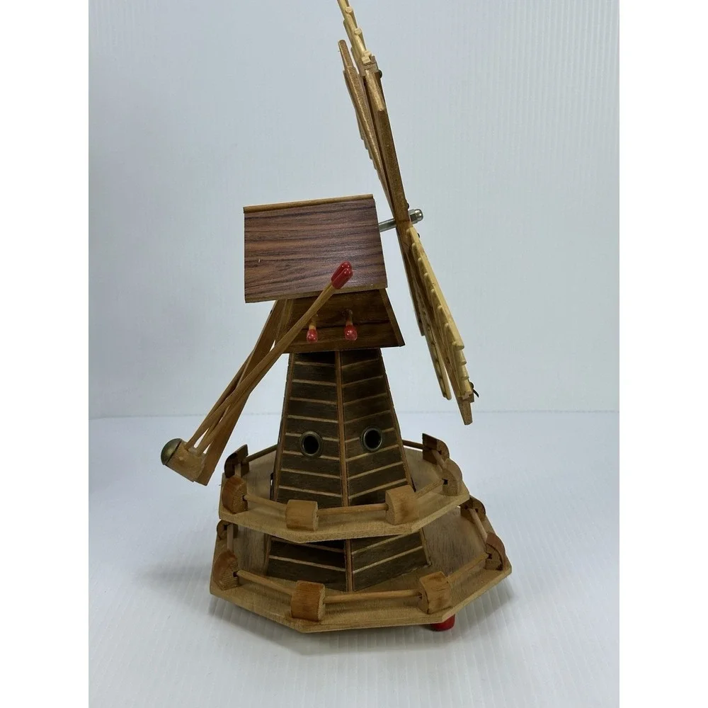 Vintage Wooden Electric Windmill Lamp Light Up Décor‎ Handmade Aruba
